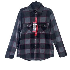 Freedom Foundry Mens Gray Plaid Fleece Lined Shirt Size Medium Soft Warm NEW